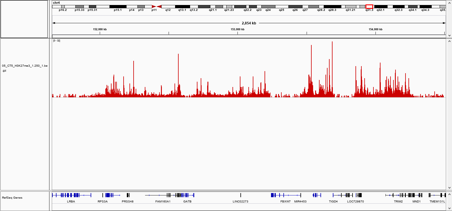 pA-Tn5 Transposase loaded H3K27me3 Validation